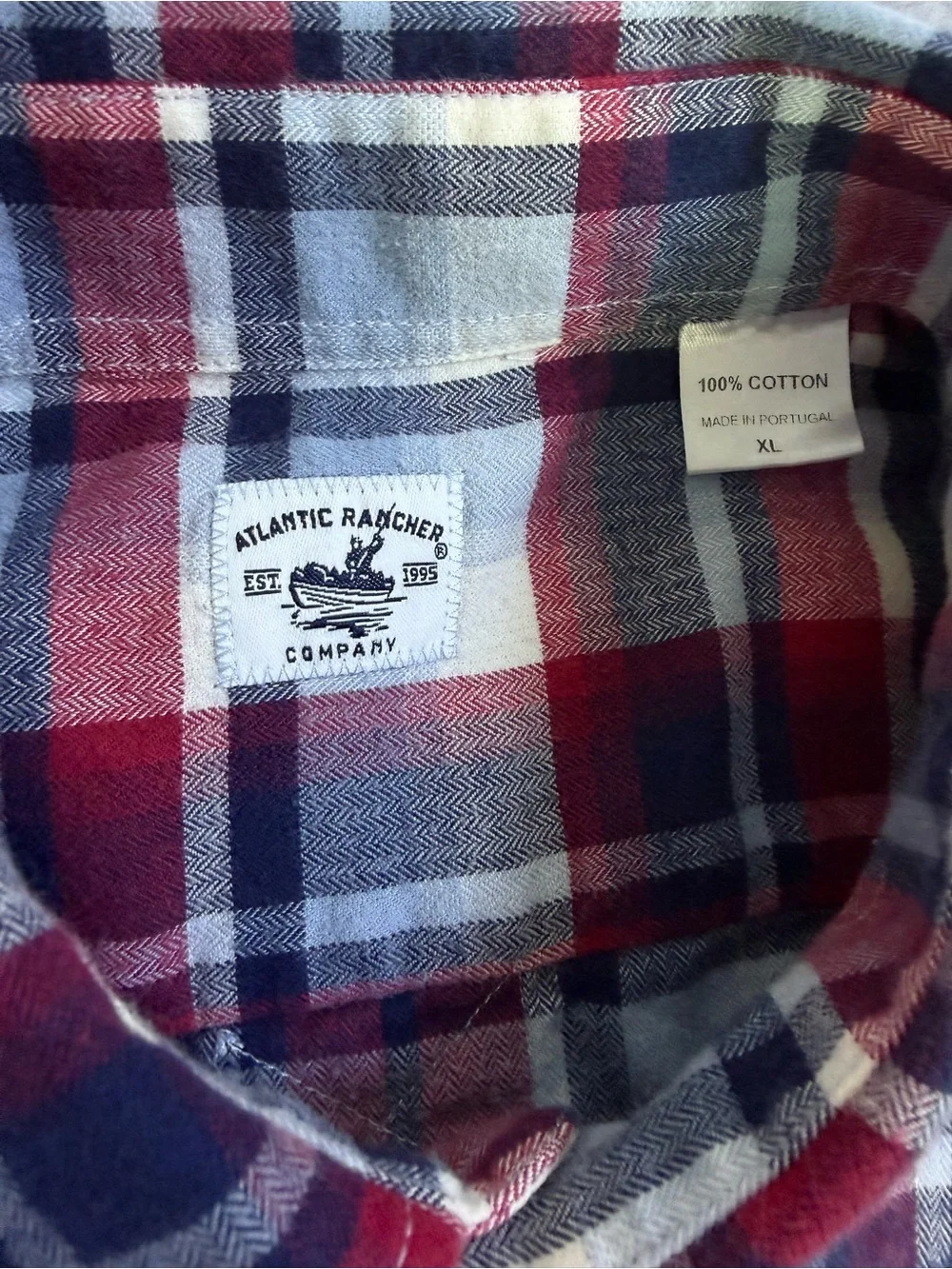 Atlantic Rancher Company Men’s XL Plaid Flannel Shirt Made in Portugal